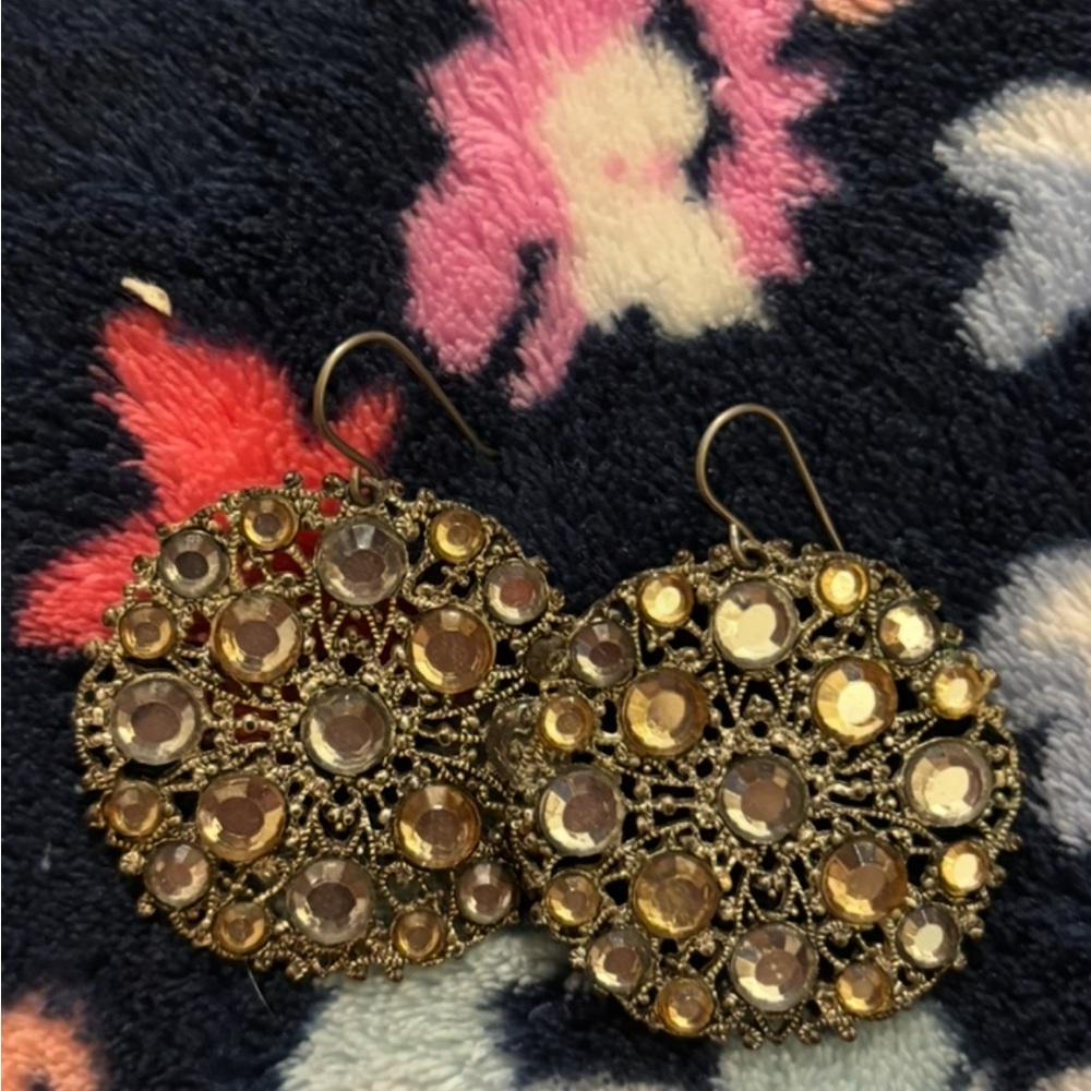 Chic Gold and Silver Crystal Earrings